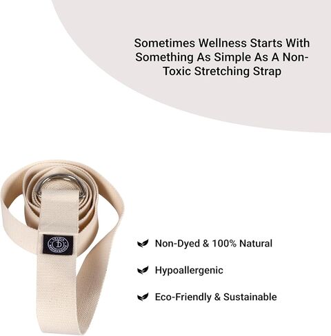Tharie Organic Cotton Yoga Strap, GOTS Certified, Adjustable D-Ring, Soft & Durable Stretching Strap for Yoga, Pilates & Physical Therapy, 250 cm in Saudi Arabia