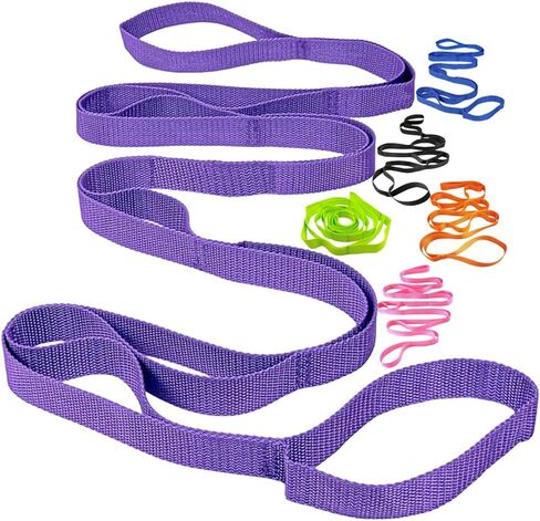 Yoga Strap Stretching Strap 10 Loops Non-Elastic Exercise Strap for Pilates, Dance Exercise Training Multi-Loop Stretching Band in Saudi Arabia