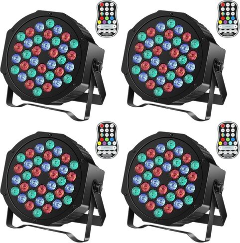 Rechargeable Par Can Lights U'King Wireless LED Uplights Battery Powered Uplighting RGB 36W Stage Lighting for Events DJ Disco Wedding Party - 4 Pack in Kuwait