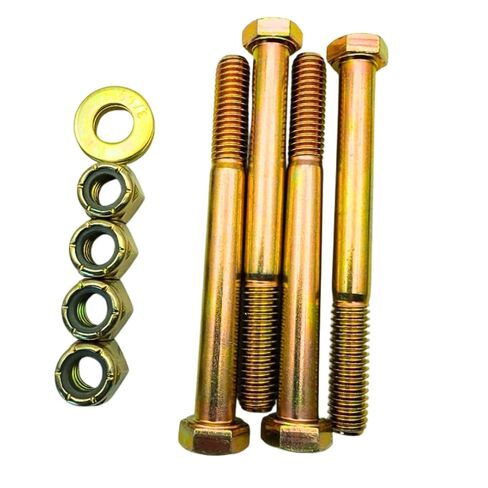 3/8"-16 x 3-1/2" Grade 8 Bolts (4-Pack) – Heavy-Duty Hex Bolts with Flat Washers & Nylon Lock Nuts – High-Strength SAE Anti-Vibration 3.5" Coarse Bolts for Automotive, Machinery & Construction in Saudi Arabia
