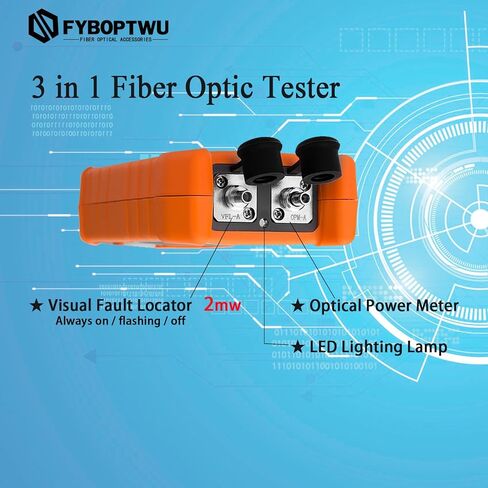 3 in 1 Function Fiber Optic Tester Portable Optical Power Meter (FC/SC/ST) & VFL 2mw Visual Fault Locator & LED, OPM & VFL, Range: (-70) dBm ~ (+6) dBm, 1pc in Saudi Arabia