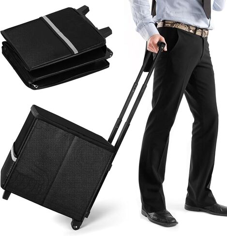 Fireproof File Box with Wheels and Telescopic Handle, Foldable Utility Cart Folding Portable Rolling Crate, Fireproof Document Organizer File Cabinet for Travel Office Use in Kuwait