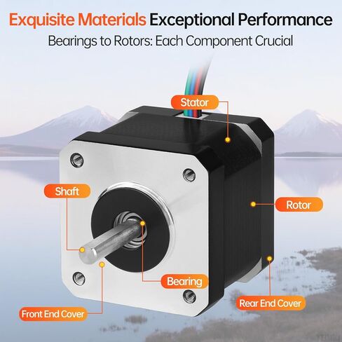 Nema 17 Stepper Motor 1.8‌°‌ 2 Phase High Torque 0.41Nm(58.06oz·in) Bipolar 42x40mm 1.5A 2.0Ω 4-Wire Shaft 24mm φ5mm 42 Stepper Motor Cable 1M for 3D Printer DIY Robot CNC Machine in Kuwait