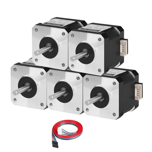 5Pack Nema 17 Stepper Motor 2 Phase 1.8‌°‌ 0.41Nm(58.06oz·in) High Torque Bipolar 40mm 1.5A 2.0Ω 4-Wire Shaft 24mm φ5mm 42 Stepper Motor Cable 1M for 3D Printer CNC DIY Robot Machine in Kuwait