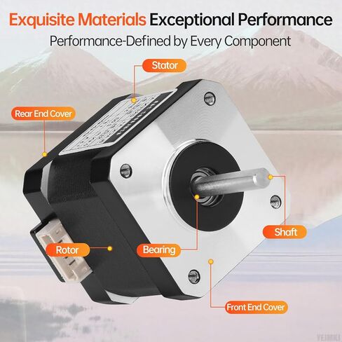 5Pack Nema 17 Stepper Motor 2 Phase 1.8‌°‌ 0.41Nm(58.06oz·in) High Torque Bipolar 40mm 1.5A 2.0Ω 4-Wire Shaft 24mm φ5mm 42 Stepper Motor Cable 1M for 3D Printer CNC DIY Robot Machine in Kuwait