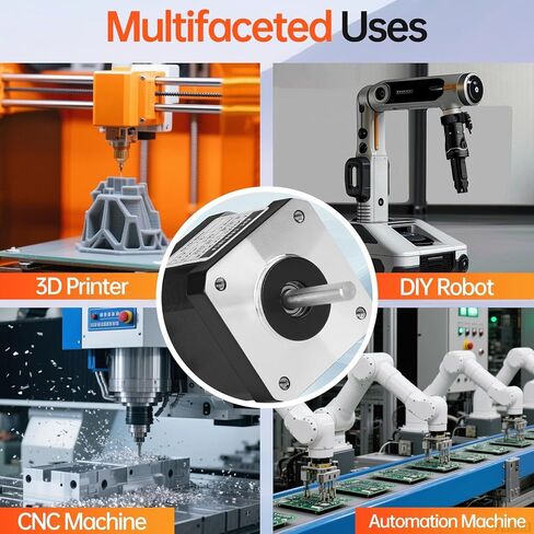 5Pack Nema 17 Stepper Motor 2 Phase 1.8‌°‌ 0.41Nm(58.06oz·in) High Torque Bipolar 40mm 1.5A 2.0Ω 4-Wire Shaft 24mm φ5mm 42 Stepper Motor Cable 1M for 3D Printer CNC DIY Robot Machine in Kuwait