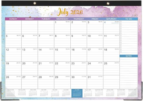 2024-2025 Calendar - Desk Calendar 2024-2025, 16.8" x 12", Jul.2024 - Dec.2024, 12 Monthly Desk/Wall Calendar 2-in-1- Colorful Waterink in Kuwait