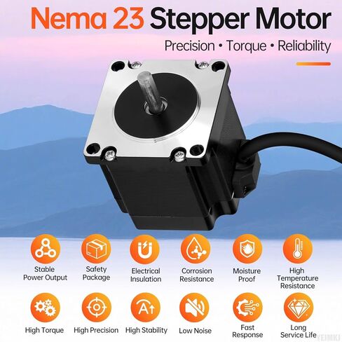 Nema 23 Stepper Motor 2 Phase 1.8‌°‌ 1.3Nm(184.1oz·in) High Torque Bipolar 55mm 4.2A 0.5Ω 4-Wire Shaft 21mm φ6.35mm 57 Stepper Motor Cable 1M for CNC Mill Lathe 3D Printer DIY Robot. in Kuwait