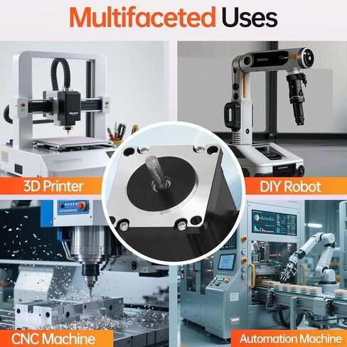 Nema 23 Stepper Motor 2 Phase 1.8‌°‌ 1.3Nm(184.1oz·in) High Torque Bipolar 55mm 4.2A 0.5Ω 4-Wire Shaft 21mm φ6.35mm 57 Stepper Motor Cable 1M for CNC Mill Lathe 3D Printer DIY Robot. in Kuwait