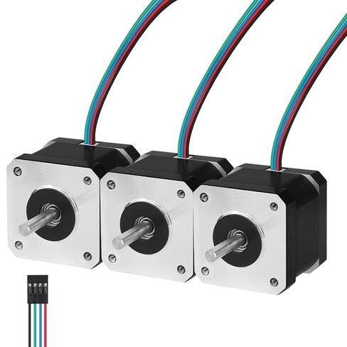 3Pack Nema 17 Stepper Motor 2 Phase 1.8‌°‌ 0.41Nm(58.06oz·in) High Torque Bipolar 40mm 2.0Ω 1.5A 4-Lead Shaft 24mm φ5mm 42 Stepper Motor Cable 1M for 3D Printer DIY Robot CNC Machine in Kuwait