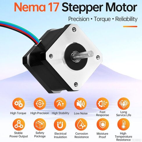3Pack Nema 17 Stepper Motor 2 Phase 1.8‌°‌ 0.41Nm(58.06oz·in) High Torque Bipolar 40mm 2.0Ω 1.5A 4-Lead Shaft 24mm φ5mm 42 Stepper Motor Cable 1M for 3D Printer DIY Robot CNC Machine in Kuwait