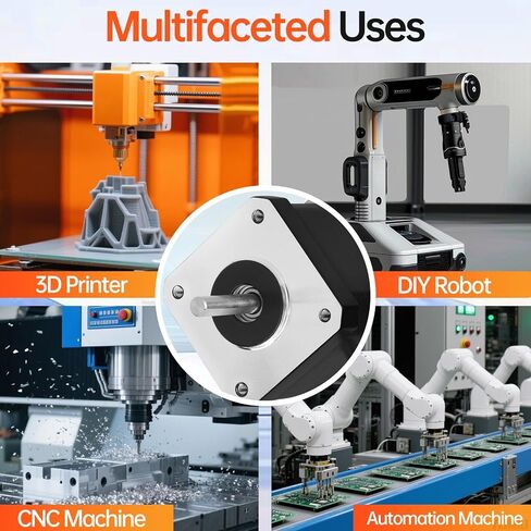 3Pack Nema 17 Stepper Motor 2 Phase 1.8‌°‌ 0.41Nm(58.06oz·in) High Torque Bipolar 40mm 2.0Ω 1.5A 4-Lead Shaft 24mm φ5mm 42 Stepper Motor Cable 1M for 3D Printer DIY Robot CNC Machine in Kuwait