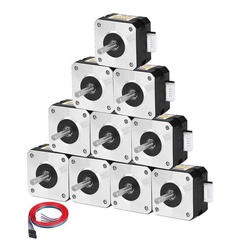 10Pack Nema 17 Stepper Motor 2 Phase 1.8‌°‌ 0.26Nm(36.82oz·in) High Torque Bipolar 26mm 2.0A 1.1Ω 4-Lead Shaft 24mm φ5mm 42 Stepper Motor Cable 1M for 3D Printer DIY Robot CNC Machine in Kuwait