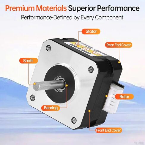 10Pack Nema 17 Stepper Motor 2 Phase 1.8‌°‌ 0.26Nm(36.82oz·in) High Torque Bipolar 26mm 2.0A 1.1Ω 4-Lead Shaft 24mm φ5mm 42 Stepper Motor Cable 1M for 3D Printer DIY Robot CNC Machine in Kuwait