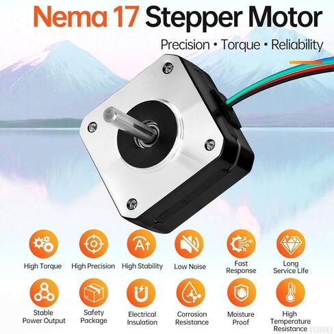 Nema 17 Stepper Motor 1.8‌°‌ 2 Phase High Torque 0.13Nm(18.41oz·in) Bipolar 42x21mm 1.0A 4.2Ω 4-Wire Shaft 24mm φ5mm 42 Pancake Stepper Motor Cable 1M for 3D Printer DIY Robot CNC Machine in Saudi Arabia