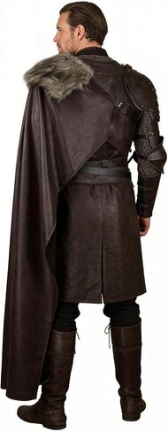 HiiFeuer Medieval Artificial Fur Shawl Half Shoulder Cape, Renaissance Adjustable Cloak Viking Warrior Costume for Ren Faire in Saudi Arabia