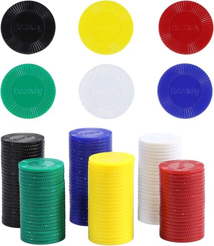 480 قطعة من رقائق البوكر البلاستيكية، رقائق لعبة البوكر السائبة، علامات العد للعب، تعلم الرياضيات، مكافآت تعليم الأطفال (قطر 3 سم/1.18 بوصة، 6 ألوان) in Kuwait