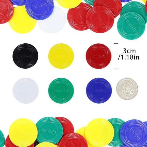 480 قطعة من رقائق البوكر البلاستيكية، رقائق لعبة البوكر السائبة، علامات العد للعب، تعلم الرياضيات، مكافآت تعليم الأطفال (قطر 3 سم/1.18 بوصة، 6 ألوان) in Kuwait