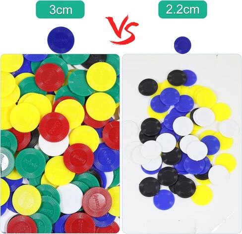 480 قطعة من رقائق البوكر البلاستيكية، رقائق لعبة البوكر السائبة، علامات العد للعب، تعلم الرياضيات، مكافآت تعليم الأطفال (قطر 3 سم/1.18 بوصة، 6 ألوان) in Kuwait