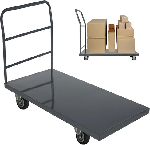 Heavy Duty Platform Truck Moving Flatbed Cart, 2000 LBS Dolly Cart Flatform with Wheels and Handle,48"x24"Push Dolly, Steel Flatbed Cart for Luggage Moving, Shopping (48"x24") in Kuwait