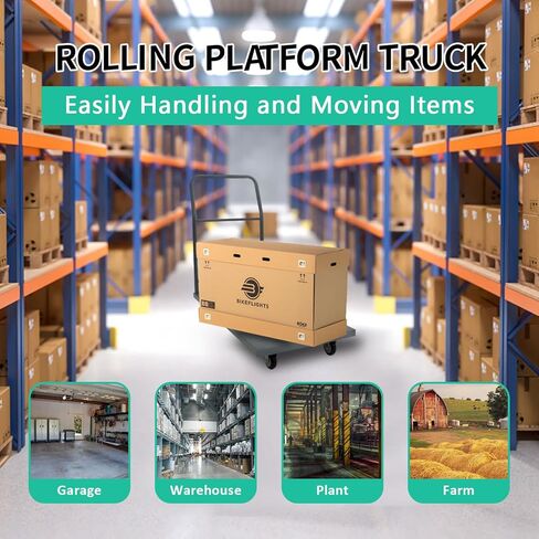 Heavy Duty Platform Truck Moving Flatbed Cart, 2000 LBS Dolly Cart Flatform with Wheels and Handle,48"x24"Push Dolly, Steel Flatbed Cart for Luggage Moving, Shopping (48"x24") in Kuwait