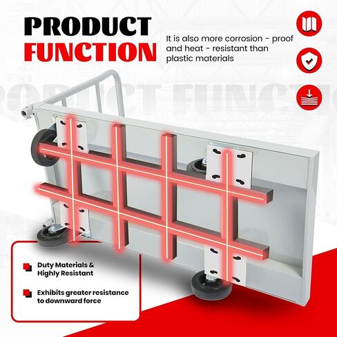 ECOTRIC Heavy-Duty Platform Truck Cart 2500 LBS Capacity Steel Flatbed Dolly Carts, 48" L x 24" W Hand Push Truck w/360 Degree Swivel Brake Wheel Movable Utility Push Cart for Luggage Moving, Shopping in Saudi Arabia