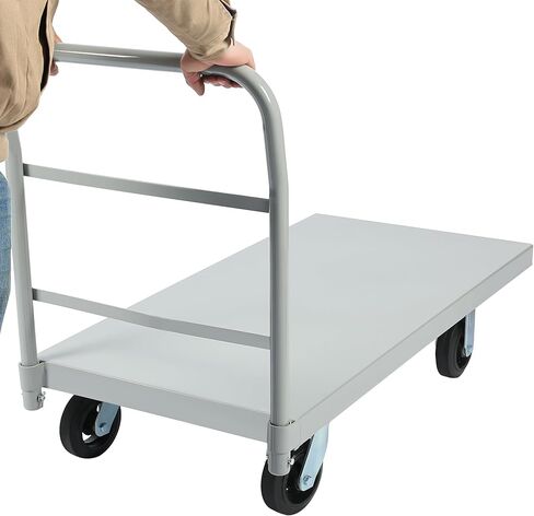 ECOTRIC Heavy-Duty Platform Truck Cart 2500 LBS Capacity Steel Flatbed Dolly Carts, 48" L x 24" W Hand Push Truck w/360 Degree Swivel Brake Wheel Movable Utility Push Cart for Luggage Moving, Shopping in Saudi Arabia