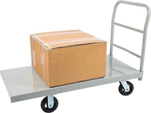 ECOTRIC Heavy-Duty Platform Truck Cart 2500 LBS Capacity Steel Flatbed Dolly Carts, 48" L x 24" W Hand Push Truck w/360 Degree Swivel Brake Wheel Movable Utility Push Cart for Luggage Moving, Shopping in Saudi Arabia
