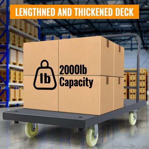 Heavy-Duty Platform Truck, 2500 LBS Steel Flatbed Cart, 47" L X 24" W X 32" H Flat Dollies, Hand Trucks with 5" Nylon Casters, Movable Utility Push Carts for Luggage Moving, Shopping in Kuwait