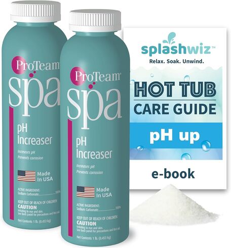 ProTeam Spa pH Increaser for Hot Tub - pH Up Hot Tub pH Increaser - with SplashWiz Hot Tub Chemicals Care Guide e-Book - Made in USA (1 lb) in Kuwait