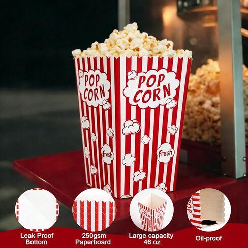 200 Pcs Popcorn Boxes Bulk, Large Capacity 46oz Popcorn Containers Buckets Bowls Tub Paper Cups Holders for Pop Corn Machine, Movie Night, Cinema, Carnival, Party,Concessions in Kuwait