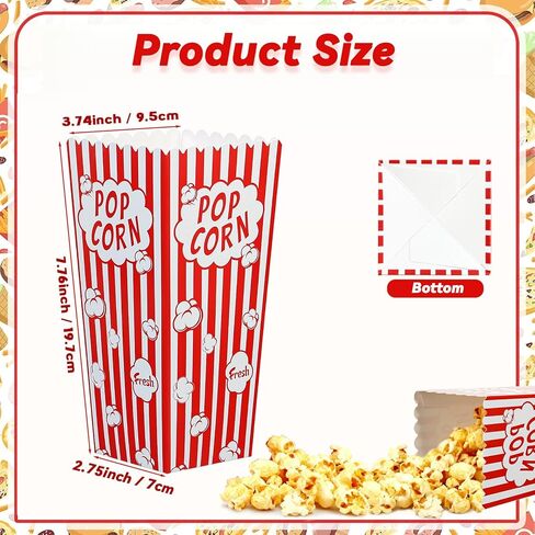 200 Pcs Popcorn Boxes Bulk, Large Capacity 46oz Popcorn Containers Buckets Bowls Tub Paper Cups Holders for Pop Corn Machine, Movie Night, Cinema, Carnival, Party,Concessions in Kuwait