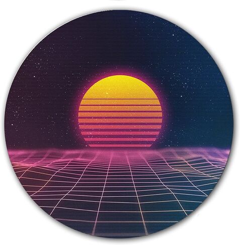DJ Synthwave 1980 Sun #1 لوحة خدش من الفينيل تذكارات 7 بوصة زلة حصيرة محمولة قرص دوار Slipmat DJ طبق الوسادة x1 in Saudi Arabia