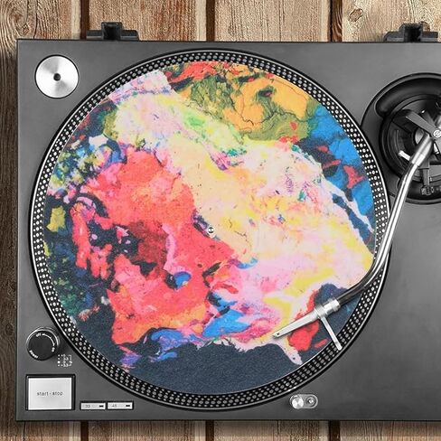 2 Pack Turntable Mat, 12 Inch Anti Static Turntable Slipmat, Wool Felt Platter Mat for Vinyl Records, Vibration Noise Reduction & Anti-Slip for DJ Mixing & Home Listening (Black and Colorful) in Kuwait
