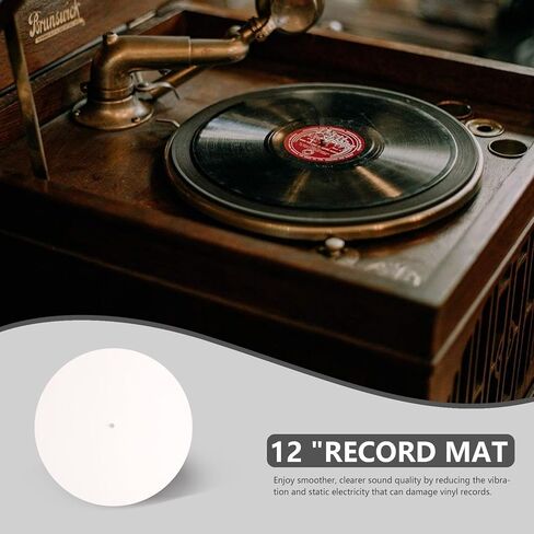 2 Pcs Turntable Slipmat White Wool Mats, 12 Inch Turntable Mat Anti-Static for LP Vinyl Record，Record Player Accessories Professional Tuning Equipment Improve Sound in Kuwait