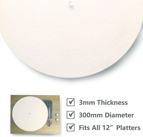 2 Pcs Turntable Slipmat White Wool Mats, 12 Inch Turntable Mat Anti-Static for LP Vinyl Record，Record Player Accessories Professional Tuning Equipment Improve Sound in Kuwait