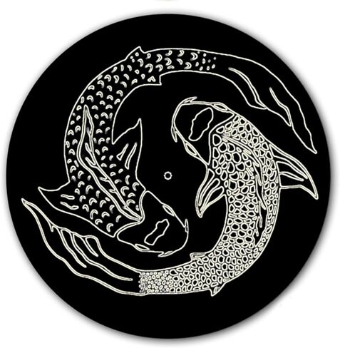 DJ Black And Cream Koi Fish #1 Japanese Scratch Pad 1200 Vinyl Memorabilia 12" inch Slip Mat Turntable Slipmat DJ Platter Pad x1 in Saudi Arabia