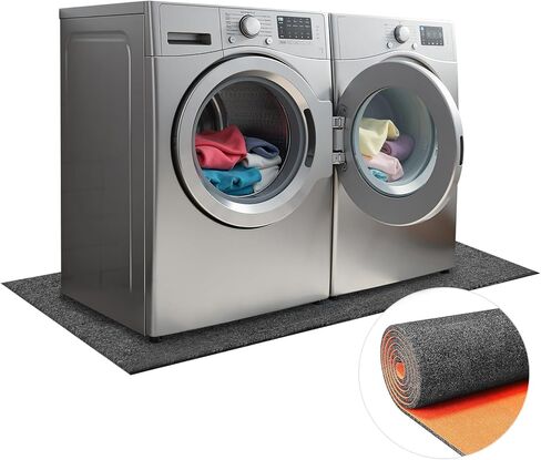 سجادة سميكة 9 مم تحت الغسالة، 63 بوصة طول × 36 بوصة عرض، ممتصة للصدمات، تقلل من الضوضاء، سجادة أرضية غير قابلة للانزلاق مقطوعة بحرية للثلاجة، غسالة، مجفف، حماية أرضية مكيف الهواء المحمول (رمادي داكن) in Kuwait