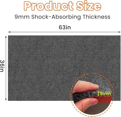 سجادة سميكة 9 مم تحت الغسالة، 63 بوصة طول × 36 بوصة عرض، ممتصة للصدمات، تقلل من الضوضاء، سجادة أرضية غير قابلة للانزلاق مقطوعة بحرية للثلاجة، غسالة، مجفف، حماية أرضية مكيف الهواء المحمول (رمادي داكن) in Kuwait