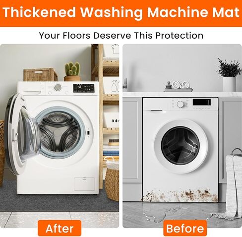 سجادة سميكة 9 مم تحت الغسالة، 63 بوصة طول × 36 بوصة عرض، ممتصة للصدمات، تقلل من الضوضاء، سجادة أرضية غير قابلة للانزلاق مقطوعة بحرية للثلاجة، غسالة، مجفف، حماية أرضية مكيف الهواء المحمول (رمادي داكن) in Kuwait