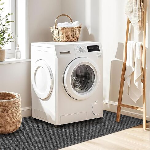 سجادة سميكة 9 مم تحت الغسالة، 63 بوصة طول × 36 بوصة عرض، ممتصة للصدمات، تقلل من الضوضاء، سجادة أرضية غير قابلة للانزلاق مقطوعة بحرية للثلاجة، غسالة، مجفف، حماية أرضية مكيف الهواء المحمول (رمادي داكن) in Kuwait