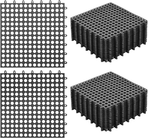 50 PCS Drainage Interlocking Tiles Bulk 11.8'' x 11.8'' Modular Interlocking Cushion Non Slip TPE Pool Deck Drain Mats with Drain Holes Splicing Garage Floor Tiles for Bathroom Kitchen Patio Pool Deck in Saudi Arabia