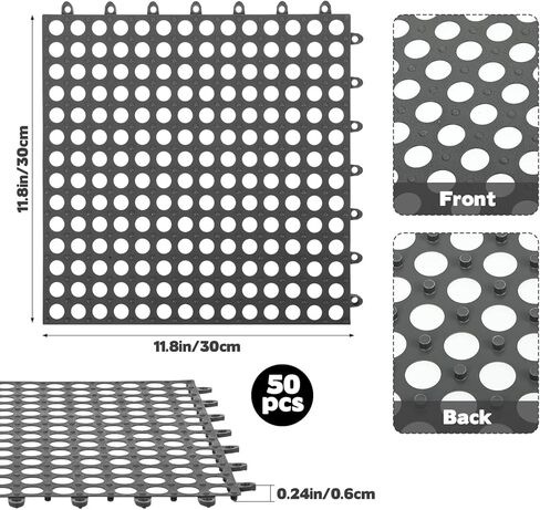 50 PCS Drainage Interlocking Tiles Bulk 11.8'' x 11.8'' Modular Interlocking Cushion Non Slip TPE Pool Deck Drain Mats with Drain Holes Splicing Garage Floor Tiles for Bathroom Kitchen Patio Pool Deck in Saudi Arabia