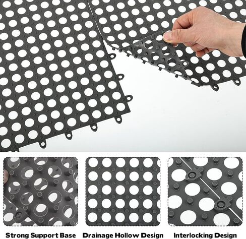 50 PCS Drainage Interlocking Tiles Bulk 11.8'' x 11.8'' Modular Interlocking Cushion Non Slip TPE Pool Deck Drain Mats with Drain Holes Splicing Garage Floor Tiles for Bathroom Kitchen Patio Pool Deck in Saudi Arabia