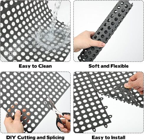 50 PCS Drainage Interlocking Tiles Bulk 11.8'' x 11.8'' Modular Interlocking Cushion Non Slip TPE Pool Deck Drain Mats with Drain Holes Splicing Garage Floor Tiles for Bathroom Kitchen Patio Pool Deck in Saudi Arabia