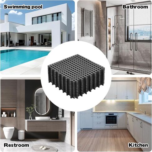 50 PCS Drainage Interlocking Tiles Bulk 11.8'' x 11.8'' Modular Interlocking Cushion Non Slip TPE Pool Deck Drain Mats with Drain Holes Splicing Garage Floor Tiles for Bathroom Kitchen Patio Pool Deck in Saudi Arabia