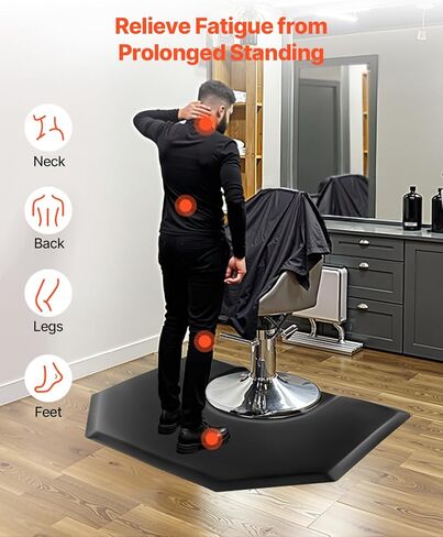 سجادة صالون VEVOR لمصفف الشعر، سجادة كرسي صالون سداسية مقاس 4 × 5 أقدام مضادة للتعب، سجادة أرضية سميكة بسمك 2.54 سم مع قطع دائري، سطح PVC سهل التنظيف وحواف مشطوفة مضادة للرحلات in Kuwait