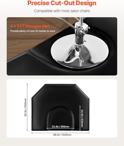 سجادة صالون VEVOR لمصفف الشعر، سجادة كرسي صالون سداسية مقاس 4 × 5 أقدام مضادة للتعب، سجادة أرضية سميكة بسمك 2.54 سم مع قطع دائري، سطح PVC سهل التنظيف وحواف مشطوفة مضادة للرحلات in Kuwait