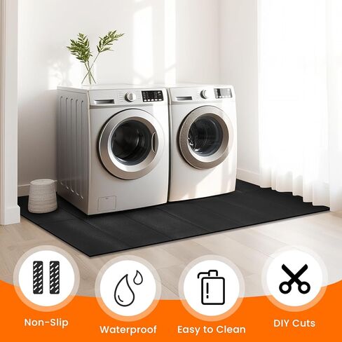 سجادة سميكة تحت الغسالة بطول 63 بوصة × 29.5 بوصة عرض، ممتصة للصدمات، تقلل من الضوضاء، غير قابلة للانزلاق، سجادة أرضية قابلة للطي مقطوعة بحرية للثلاجة، غسالة، مجفف، مكيف هواء محمول، حماية للأرضية in Kuwait