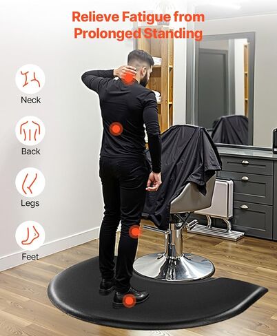 VEVOR Salon Mat for Hair Stylist, 3 x 4 FT Semi-Circle Salon Chair Mat, 1-inch Thickened Anti Fatigue Barber Shop Floor Mat with Round Cut Out, Easy-to-Clean PVC Surface & Anti-Trip Beveled Edges in Kuwait